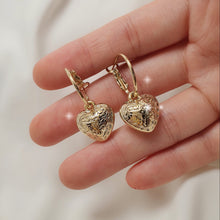 Load image into Gallery viewer, Antique Gold Heart and Ring Earrings