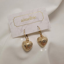 Load image into Gallery viewer, Antique Gold Heart and Ring Earrings