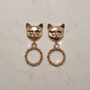 Melbie The Cat Series - Antique Cat Knobs Earrings (Gold ver.)