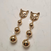 Load image into Gallery viewer, Melbie The Cat Series - Modern Gold Ball Earrings
