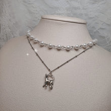 Load image into Gallery viewer, Kitty Layered Pearl Choker Necklace -Silver ver. (CLASS:y Jimin Necklace)