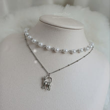 Load image into Gallery viewer, Kitty Layered Pearl Choker Necklace -Silver ver. (CLASS:y Jimin Necklace)