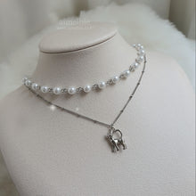 Load image into Gallery viewer, Kitty Layered Pearl Choker Necklace -Silver ver. (CLASS:y Jimin Necklace)
