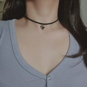 Vintage Heart Locket Choker - Silver ver.