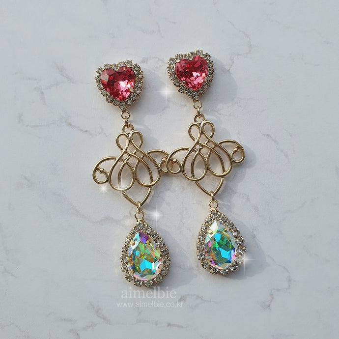 Rosepink and Rainbow Queen Earrings