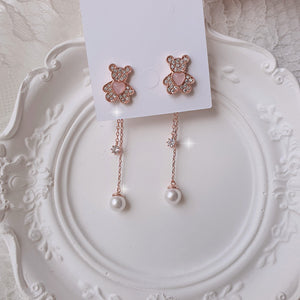 Baby Bear Earrings - Pink