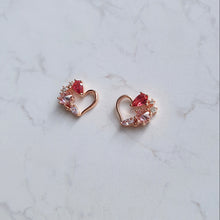 Load image into Gallery viewer, Pink Jewel Heart Earrings