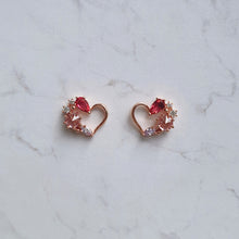 Load image into Gallery viewer, Pink Jewel Heart Earrings