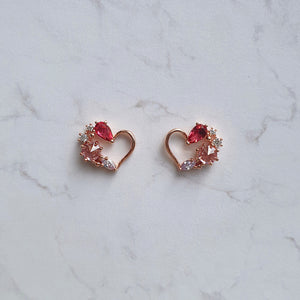 Pink Jewel Heart Earrings