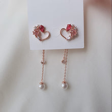 Load image into Gallery viewer, Pink Jewel Heart Earrings
