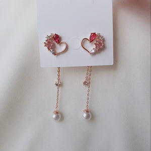 Pink Jewel Heart Earrings