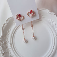Load image into Gallery viewer, Pink Jewel Heart Earrings