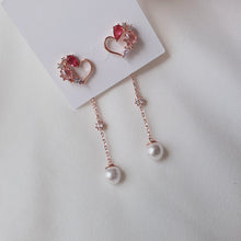 Load image into Gallery viewer, Pink Jewel Heart Earrings