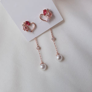Pink Jewel Heart Earrings