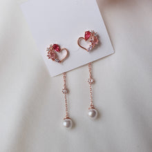 Load image into Gallery viewer, Pink Jewel Heart Earrings
