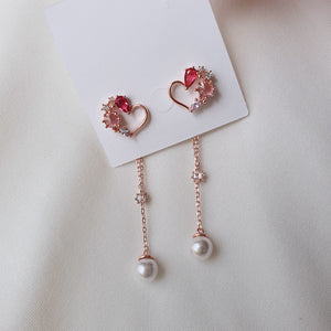 Pink Jewel Heart Earrings