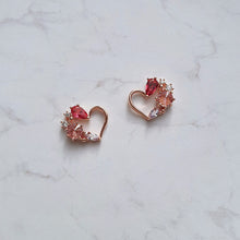 Load image into Gallery viewer, Pink Jewel Heart Earrings