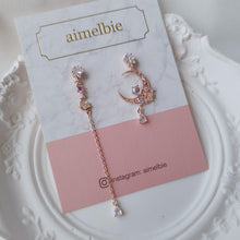 Load image into Gallery viewer, Dreamy Rosegold Moon and Stars Earrings