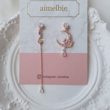 Load image into Gallery viewer, Dreamy Rosegold Moon and Stars Earrings