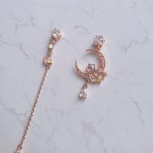 Load image into Gallery viewer, Dreamy Rosegold Moon and Stars Earrings