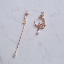 Load image into Gallery viewer, Dreamy Rosegold Moon and Stars Earrings