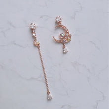 Load image into Gallery viewer, Dreamy Rosegold Moon and Stars Earrings