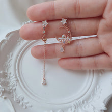 Load image into Gallery viewer, Dreamy Rosegold Moon and Stars Earrings