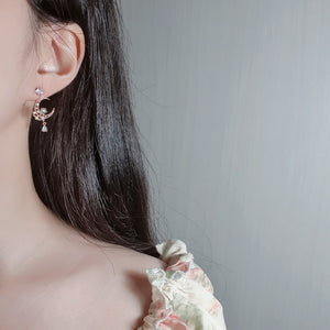 Dreamy Rosegold Moon and Stars Earrings