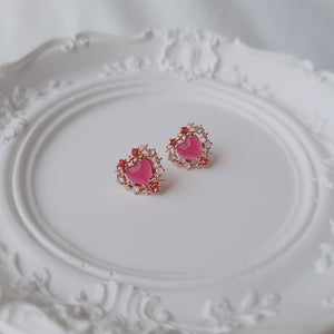 Cherrypink Heart Princess Earrings