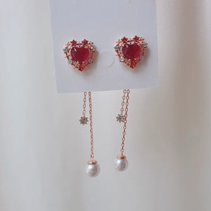 Cherrypink Heart Princess Earrings