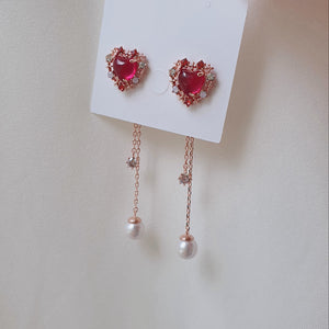 Cherrypink Heart Princess Earrings