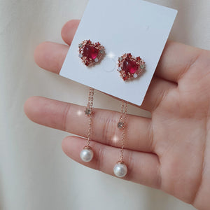 Cherrypink Heart Princess Earrings