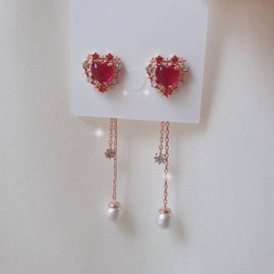 Cherrypink Heart Princess Earrings