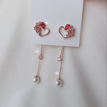 Load image into Gallery viewer, Pink Jewel Heart Earrings