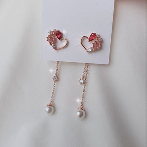 Pink Jewel Heart Earrings
