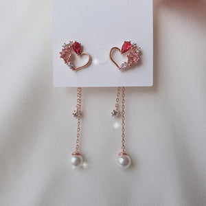 Pink Jewel Heart Earrings