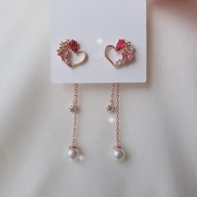 Load image into Gallery viewer, Pink Jewel Heart Earrings