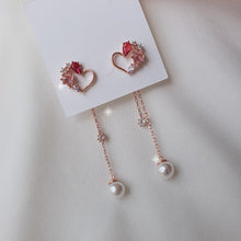Load image into Gallery viewer, Pink Jewel Heart Earrings