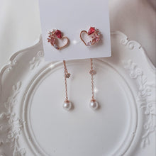 Load image into Gallery viewer, Pink Jewel Heart Earrings