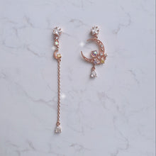 Load image into Gallery viewer, Dreamy Rosegold Moon and Stars Earrings