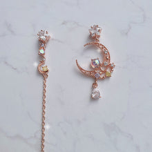 Load image into Gallery viewer, Dreamy Rosegold Moon and Stars Earrings
