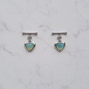 Opal Mint Heart Earrings