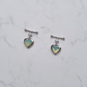 Opal Mint Heart Earrings