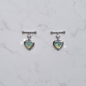 Opal Mint Heart Earrings