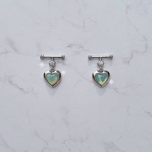 Opal Mint Heart Earrings