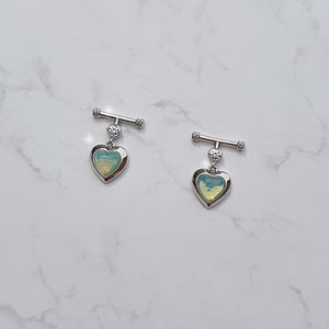 Opal Mint Heart Earrings