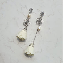 Load image into Gallery viewer, White Camelia Earrings