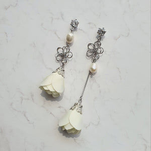 White Camelia Earrings