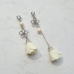 White Camelia Earrings