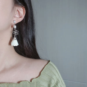 White Camelia Earrings